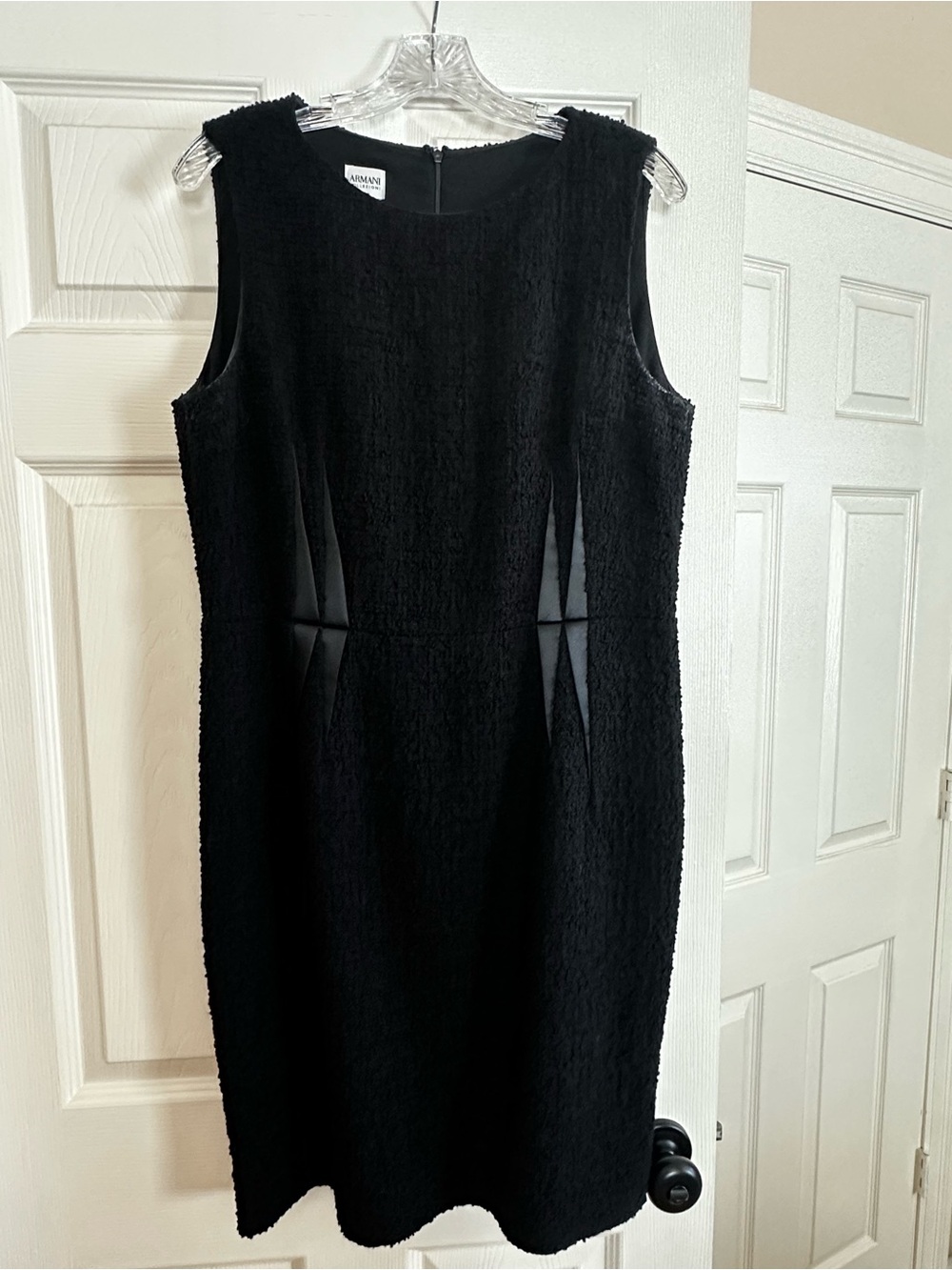 Armani Black Sleeveless Textured Sheath Dress